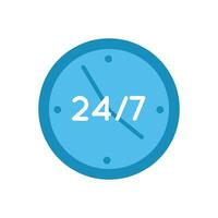 time clock with 24 7 symbol line and fill style vector