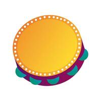 tambourine musical instrument line and fill style icon vector