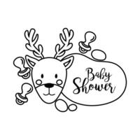 baby shower lettering with reindeer line style vector