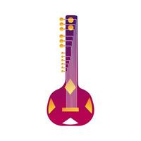 guitarra de once cuerdas, línea de instrumento e ícono de estilo de relleno vector