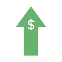 arrow up with dollar money symbol line and fill style icon vector