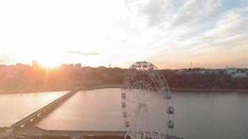 flight over the Ferris wheel aerial shooting