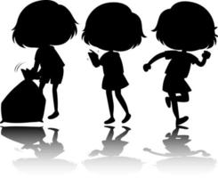 Set of kids silhouette with reflex vector