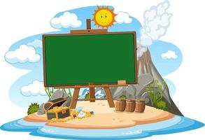 Empty banner template with summer beach element isolated vector