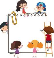 Blank paper with many kids cartoon character isolated vector