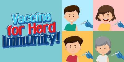 Vaccine for Herd Immunity with people getting vaccine shot vector