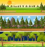 Set of different nature horizontal scenes vector