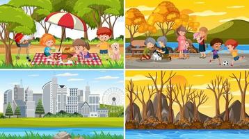 Set of different nature background scenes vector