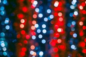 Christmas decorations on bokeh background with out of focus lights photo