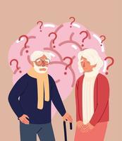 pareja de ancianos de alzheimer vector