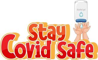 Stay Covid Safe font in cartoon style isolated on white background vector