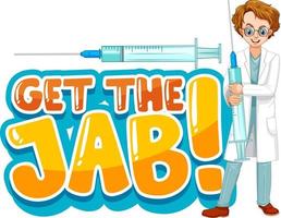 Obtenga la fuente de jab en estilo de dibujos animados con un hombre médico aislado vector