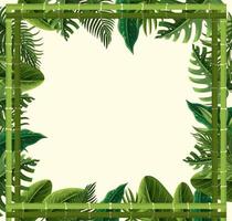 Empty banner with green bamboo and tropical leaves frame vector