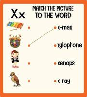 Match the picture to the word worksheet for children vector