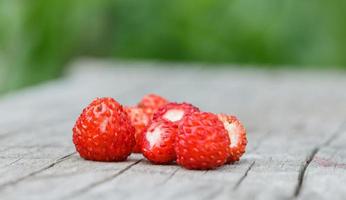 Strawberries fresh from the garden raw wild fruits photo