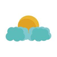 sun clouds weather sky flat icon with shadow vector