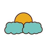 sun clouds weather sky line and fill icon vector