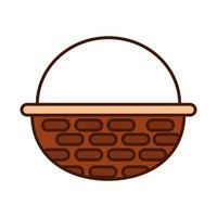 basket wicker handle ornament line and fill icon vector