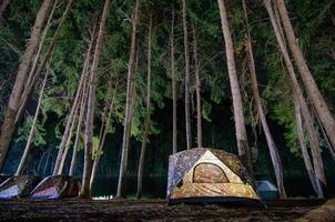 bailando acampar en el bosque de pang ung, provincia de mae hong son, tailandia foto