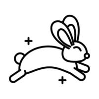 cute rabbit jump animal white background linear style icon vector