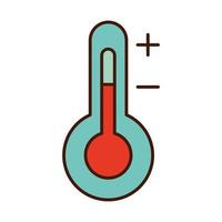 termómetro medir la temperatura del instrumento línea e icono de llenado vector