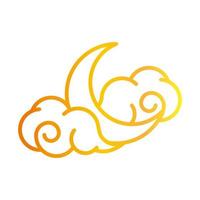 half moon clouds sky night white background gradient style icon vector