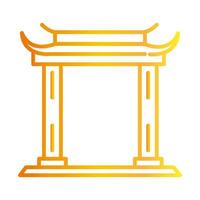 traditional asian gate monument gradient style icon vector