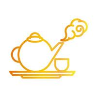 teapot and cup cartoon gradient style icon vector