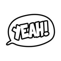 speech bubble with expresion yeah word pop art line style vector
