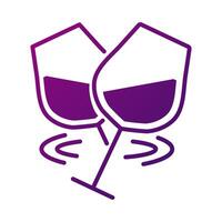 wine cups toasting gradient style icon vector