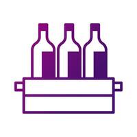 wine bottles drinks in wooden box gradient style vector