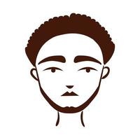 joven, hombre afro, etnia, con, barba, silueta, estilo, icono vector