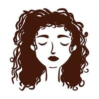 joven, mujer afro, con, pelo largo, silueta, estilo vector