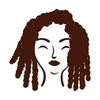 joven, mujer afro, con, pelo rasta, silueta, estilo vector