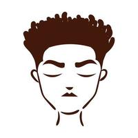 young afro man ethnicity with hairstyle silhouette style icon vector