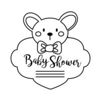 baby shower lettering with koala line style vector