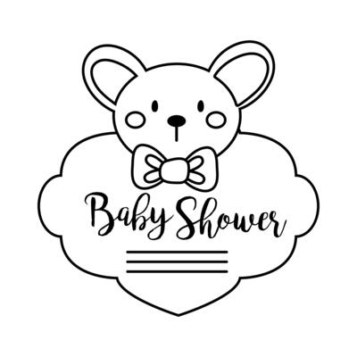 baby shower lettering with koala line style