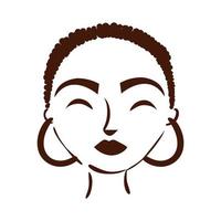 joven, mujer afro, con, pelo corto, silueta, estilo vector