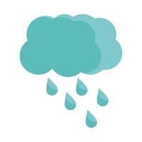 nube, lluvia, gotas, clima, plano, icono, con, sombra vector