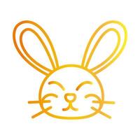 cute head rabbit animal white background gradient style icon vector