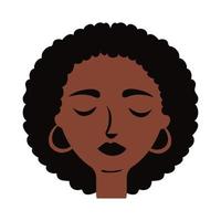 joven mujer afro con pelo largo estilo plano vector