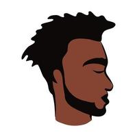 perfil, joven, afro, hombre, etnia, con, barba, estilo, plano, icono vector