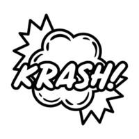 Nube de expresión con estilo de línea de arte pop de palabra krash vector