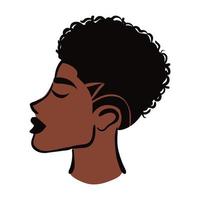 joven mujer afro con pelo corto estilo plano vector