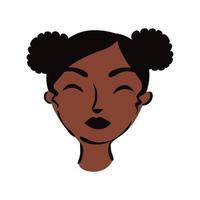 joven mujer afro con moños de pelo estilo plano vector