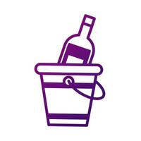 wine bottle drink in ice bucket gradient style icon vector