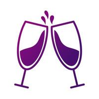 wine cups toasting gradient style vector