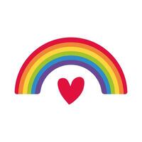 cute rainbow weather with heart flat style icon vector