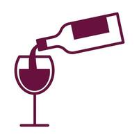 wine cup drink and bottle serving line style icon vector