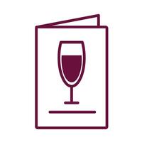 Copa de vino bebida en estilo de línea de tarjeta de menú vector